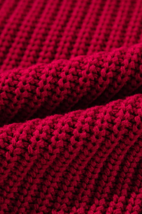 'Zenithra' Knit Off Shoulder Red Sweater - Celes Fashion